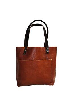 PORTLAND LEATHER Brown Medium Tote Bag Open Top 11 X 10